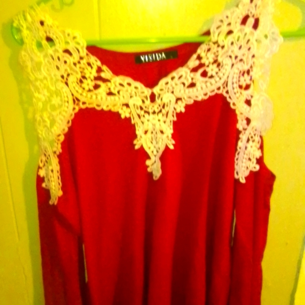 Red cold shoulder shirt